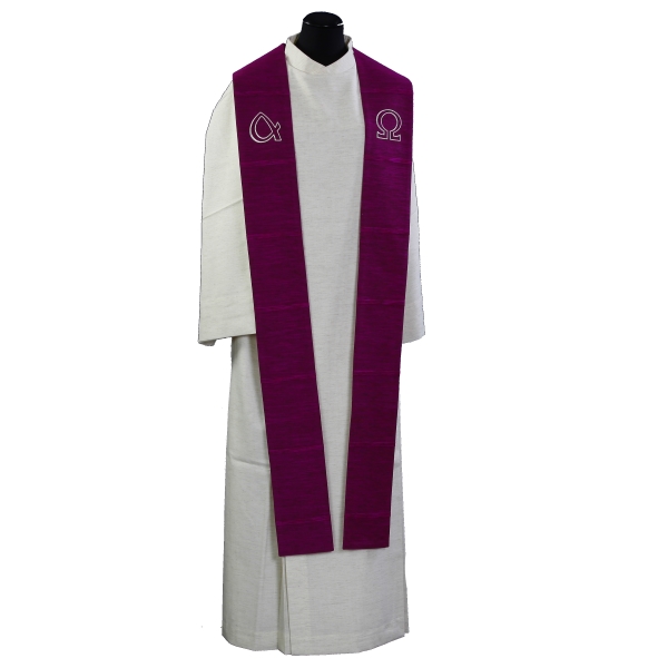 Priesterstola violett - A & O silber
