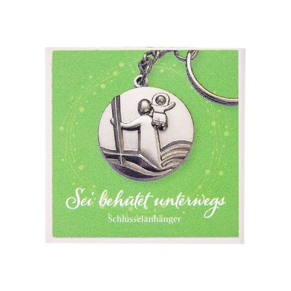 Schlüsselanhänger Christophorus Ø 3cm in Geschenkschachtel