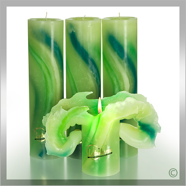 Lotus-Kerze Aquarell Gr.3/28cm grün
