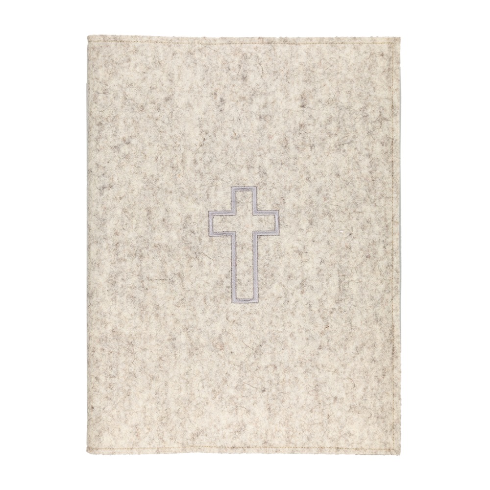 Filzhülle beige, für Verkündigungsmappe A4,mit Kreuz silber