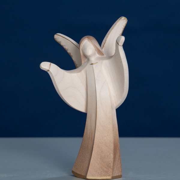 Engel Figur aus Holz 14cm, mit offenen Armen