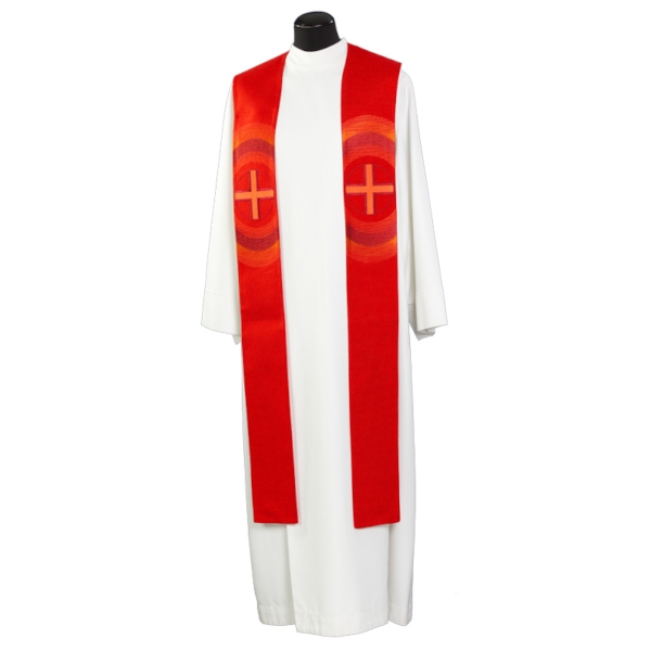 Priesterstola rot mit Kreuz