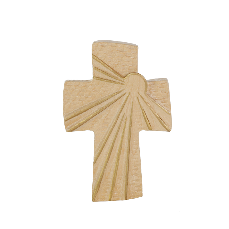 Gottes Liebekreuz, Holz geschnitzt 12cm Goldstrich -Einzelstück-