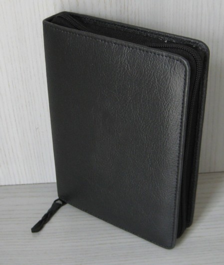 Gotteslobhülle Leder schwarz für Gotteslob GROßDRUCK, mit RV