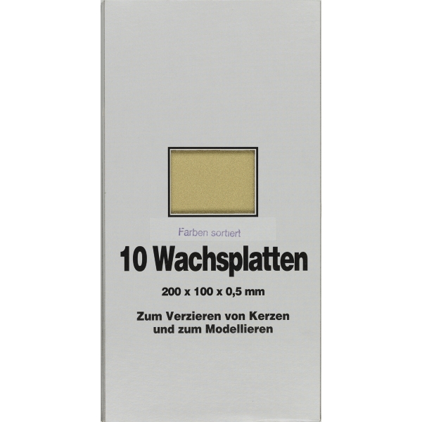 Verzierwachsfolien Sortiment 20x10cm, 10 Standardfarben sortiert