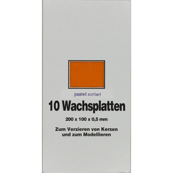 Verzierwachsfolien 20x10cm, 10 PASTELL-Farben sortiert