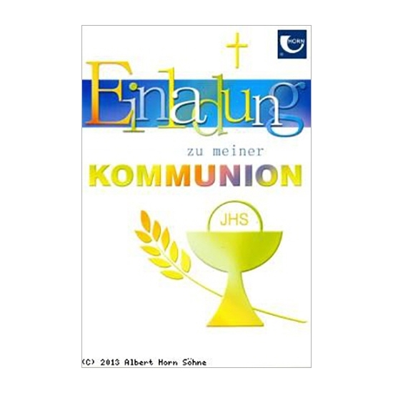 Einladungskarten zur Kommunion Kelch/Ähre 5er-Pck.