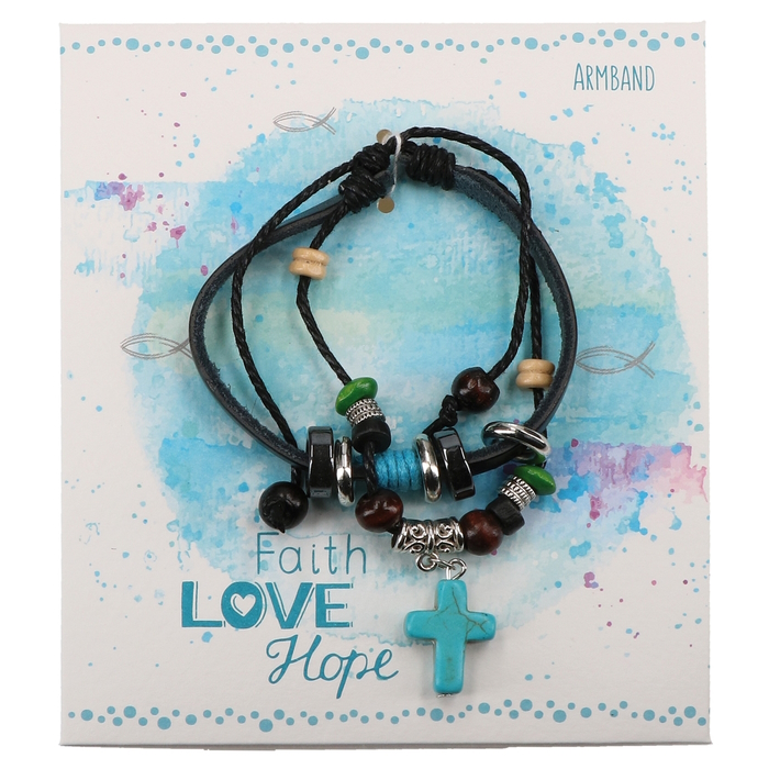 Leder-Armband "Faith-Love-Hope" 
