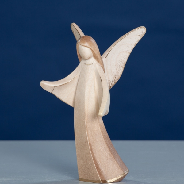 Engel Figur aus Holz 14cm,  stehend schützend