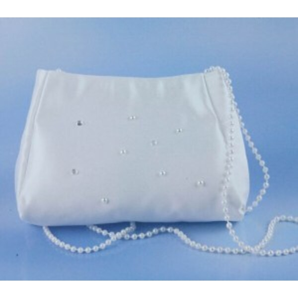 Tasche Satin weiß mit Perlen