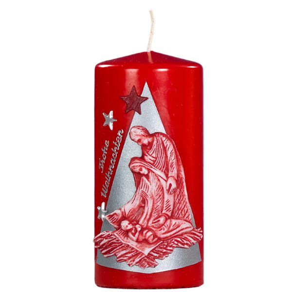 Weihnachtskerze Hl. Familie 150x70mm rot