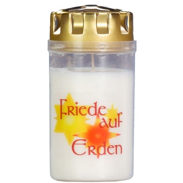 Ölkerze "Friede auf Erden" mit Golddeckel